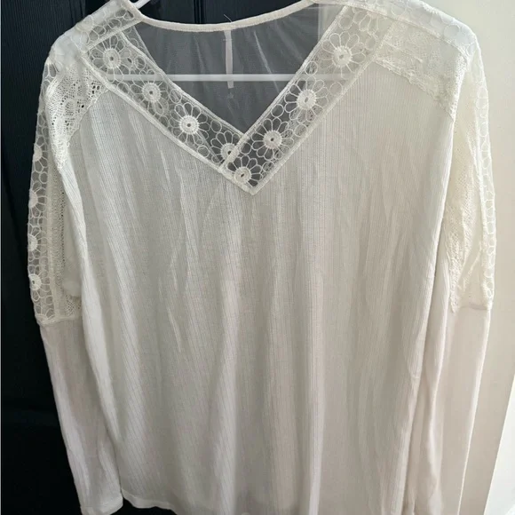 Free People White Lace Detail Top - Picture 6 of 8